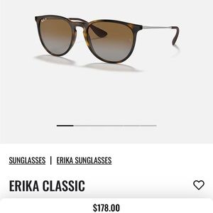 NWT Ray-Ban Erika Classic Polarized Sunglasses